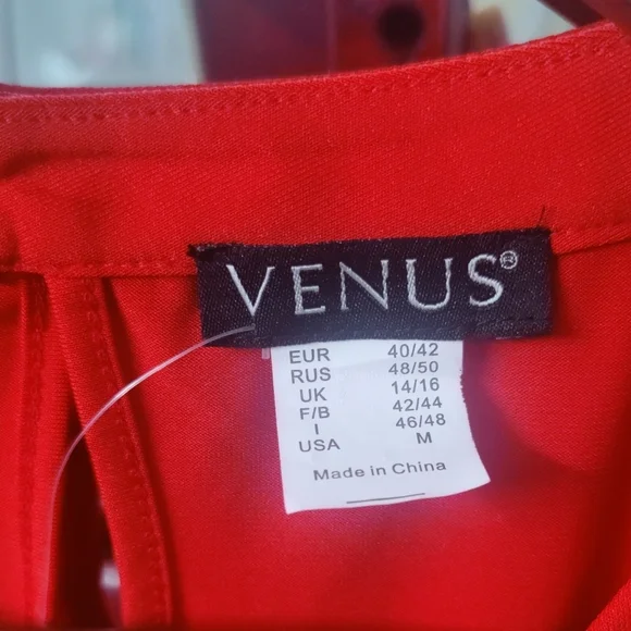 VENUS Vibrant Red Sleeveless Blouse W/ Fringe - Picture 2 of 7